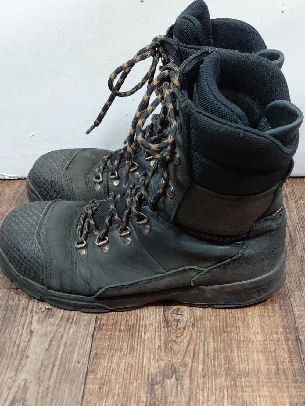CAT Men's Black Tactical Work Boots - Durable Lace-Up Size 10.5 Steel Toe